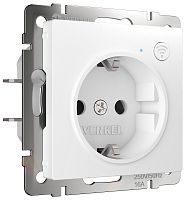 Розетка с заземлением по Wi-Fi без рамки Werkel 1-м. белый глянцевый картинка
